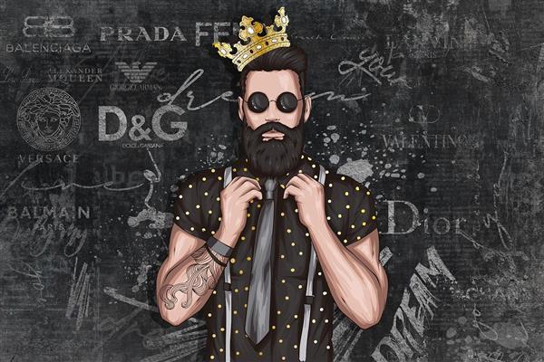 پوستر دیواری فشن استایل مردانه با زمینه مشکی پترن