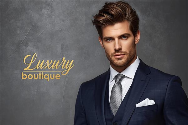 کاغذ دیواری بوتیک مردانه لوکس طوسی طلایی