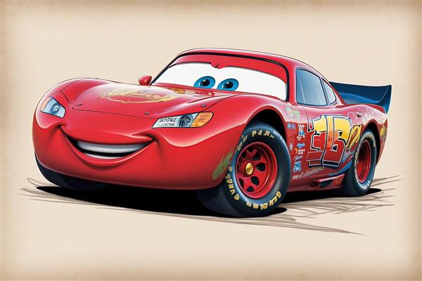 تصویر لایتنینگ مک‌کوئین در حال مسابقه با دود و افکت انرژی آبی، تصویر گرافیکی دینامیک