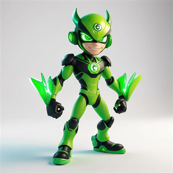 تصویر گرافیکی موجود فضایی بن تن با زمینه انرژی سبز