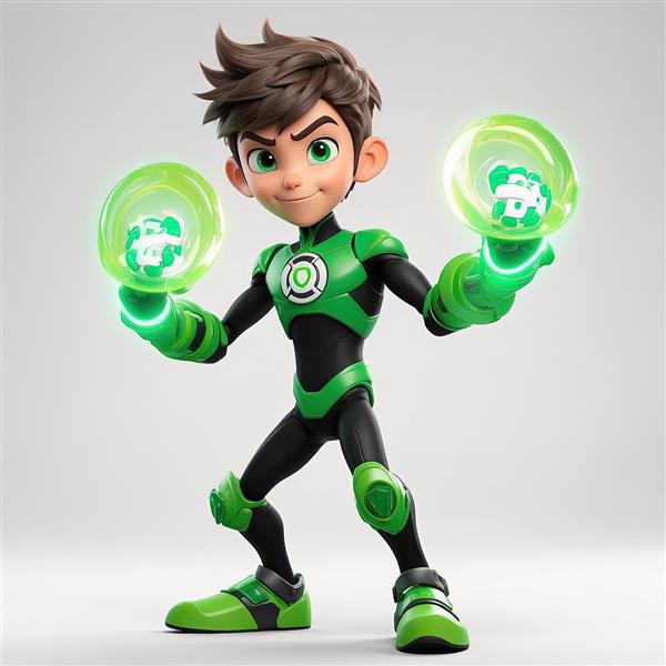 تصویر بن تن با ساعتش در حال تبدیل شدن به موجودات فضایی، طرح کارتونی باکیفیت