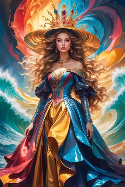 لباس شب رنگی آبی و طلایی