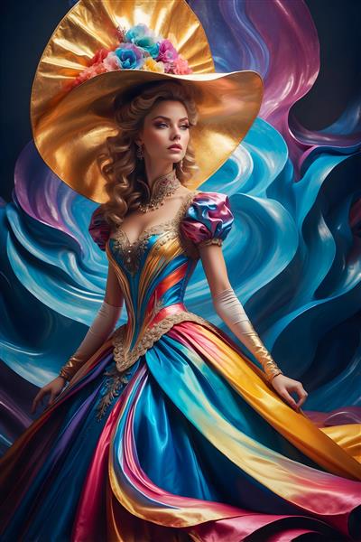 پرتره فشن رنگارنگ با کلاه پهن