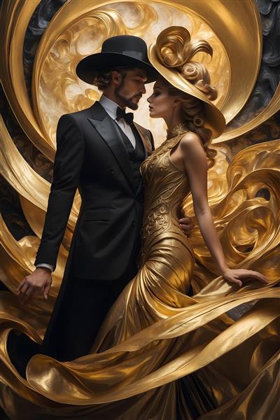 زوج لاکچری طلایی با کلاه پهن