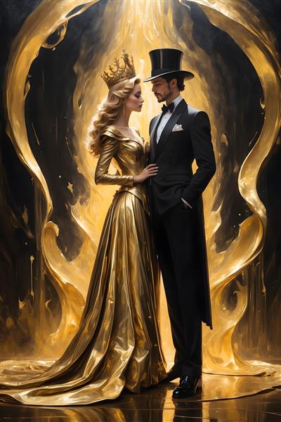 ملکه و جنتلمن لباس طلایی