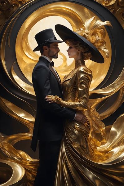 زوج طلایی با کلاه مجلسی