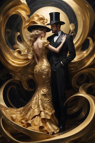 زوج مجلل لباس طلایی