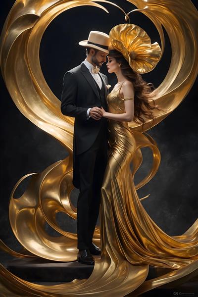 زوج طلایی با کلاه فانتزی