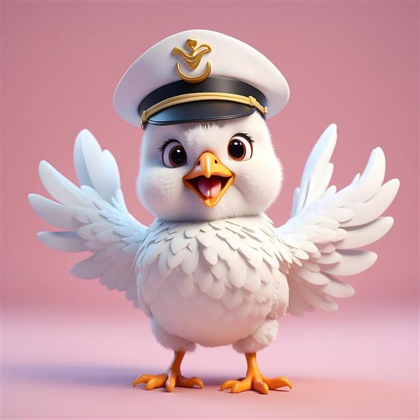 جوجه ملوان کارتونی کلاه سفید