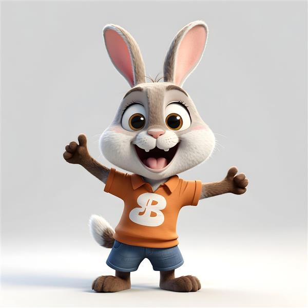 خرگوش کارتونی نارنجی با حرف B