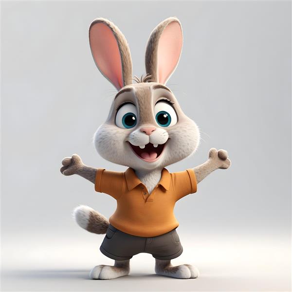 خرگوش کارتونی با پولوشرت نارنجی