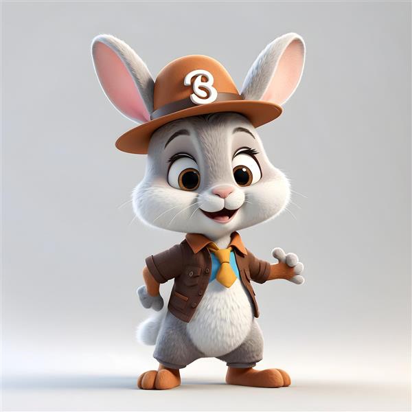 خرگوش با کلاه قهوه‌ای و کت