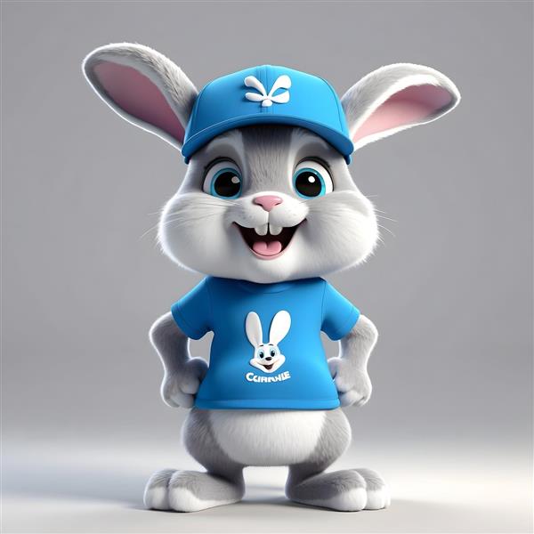 خرگوش آبی با کلاه و لوگو