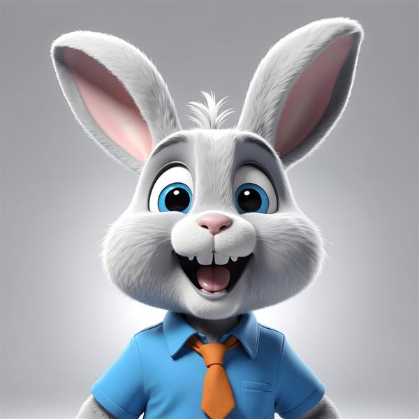 خرگوش کارتونی با کراوات نارنجی