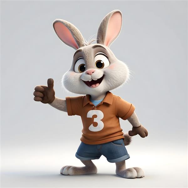 خرگوش کارتونی با پولوشرت نارنجی ۳