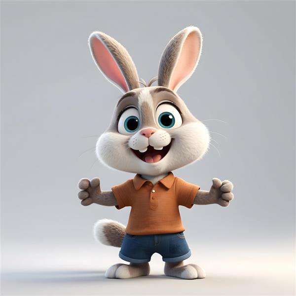 خرگوش کارتونی با پولوشرت نارنجی