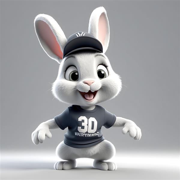 خرگوش کارتونی با تی‌شرت خاکستری ۳۰