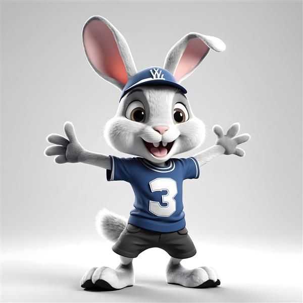 خرگوش ورزشی با پیراهن آبی ۳