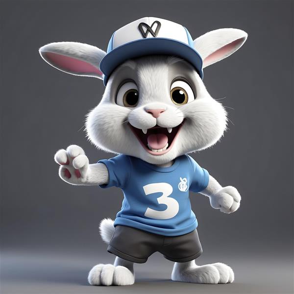 خرگوش کارتونی ورزشی آبی شماره ۳