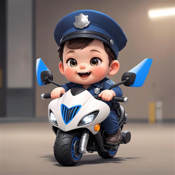 دانلود عکس باکیفیت پسر پلیس سوار بر موتور سیکلت سفید با آینه‌های آبی برای چاپ عریض