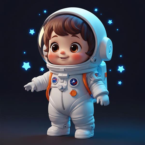 تصویر باکیفیت کودک فضانورد با طراحی مدرن و خطوط نارنجی (دکوراسیون فضا)