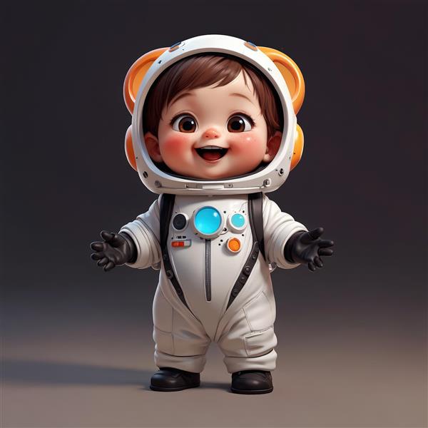 عکس اورجینال کودک فضانورد با کلاه خرس و دستکش مشکی (تصویر استوک با وضوح بالا)