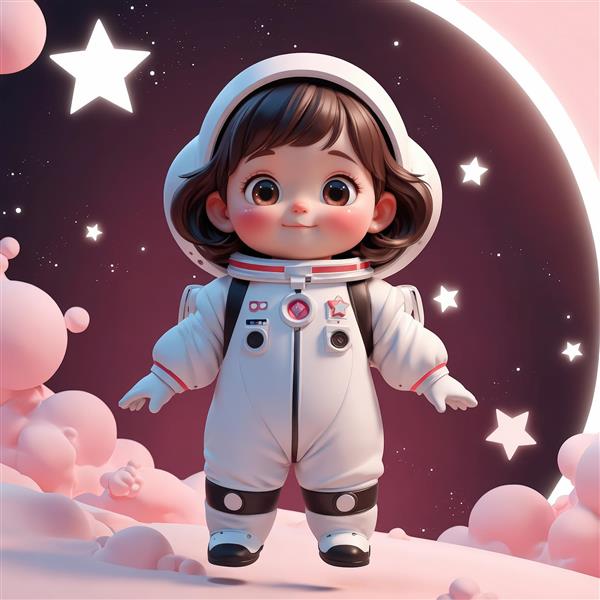 دانلود عکس پروفایل دختر فضانورد با کلاه بزرگ و خندان (لباس سفید و صورتی/مشکی)