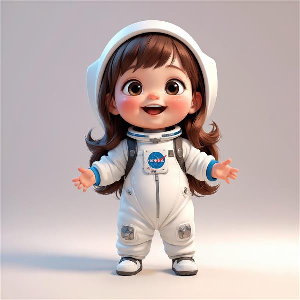 تصویر باکیفیت دختر فضانورد با جزئیات آبی (گرافیک جذاب برای وب فارسی)