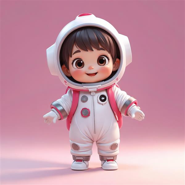عکس استوک دختر فضانورد با کلاه بزرگ و جزئیات صورتی (مناسب تولید محصولات چاپی)