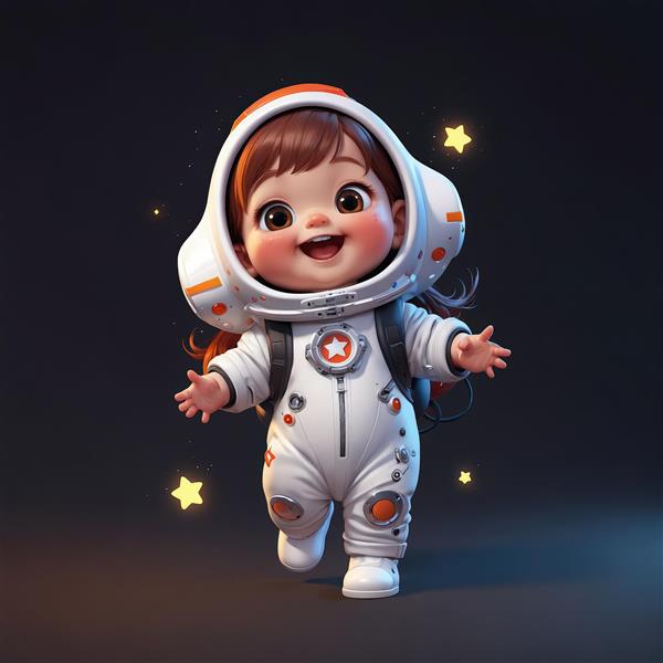 عکس باکیفیت کاراکتر کودک فضانورد شاد با کلاه بزرگ (طرح اورجینال برای اتاق کودک)