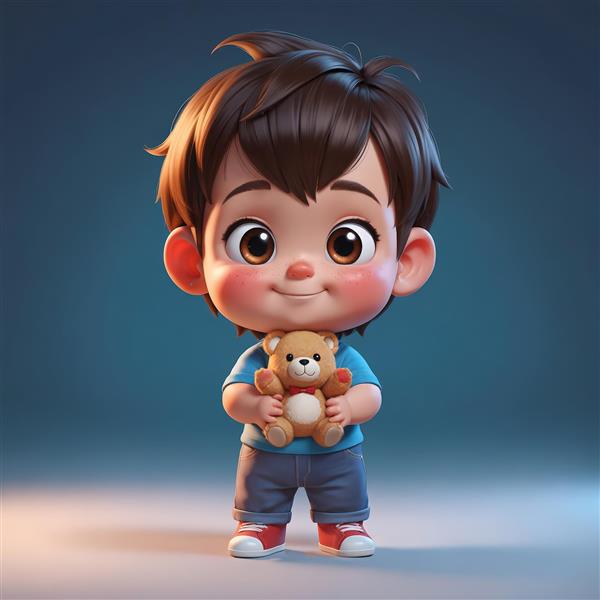 دانلود عکس پروفایل کاراکتر کودک با خرس کوچک (کیفیت عالی برای مهدکودک و وب)