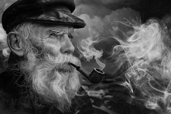 پوستر دیواری پیرمرد مخصوص دکور کافه با تم دارک جذاب