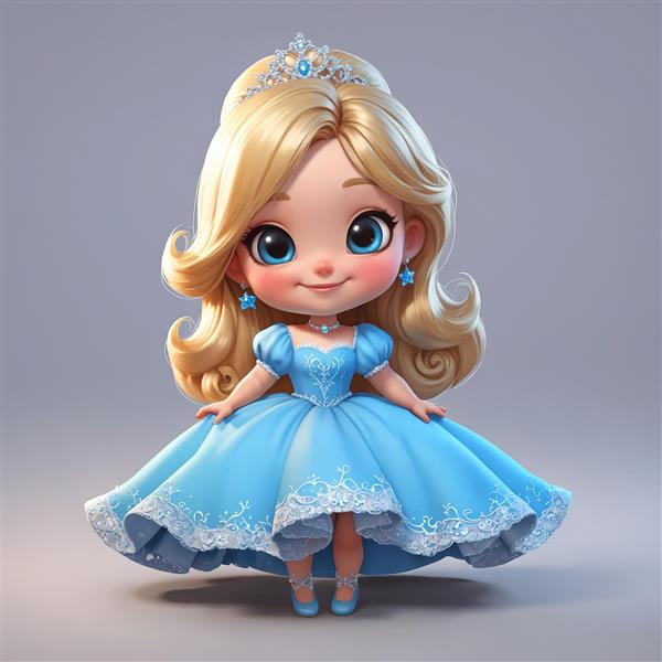 تصویر کلوزآپ پرنسس کارتونی با موهای گوجه‌ای و موش کوچک سفید در آغوش