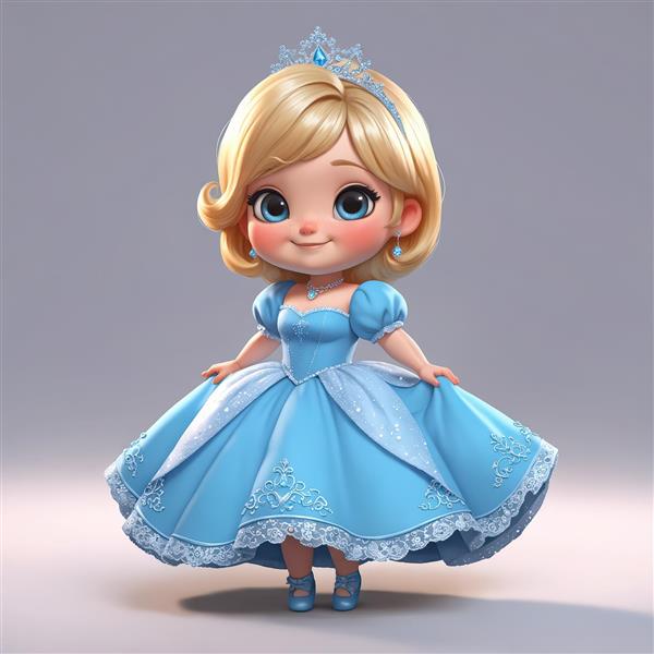 کارتون پرنسس با موی کوتاه بلوند در استودیوی عکاسی