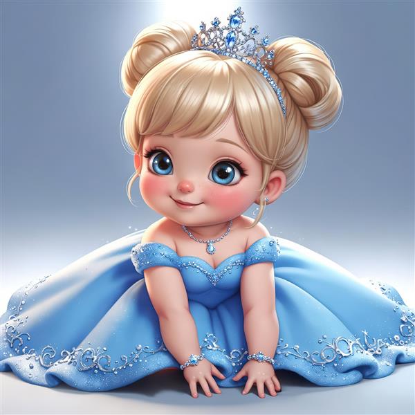 پرتره نزدیک کودک پرنسس با موی جمع و دستبندهای مروارید