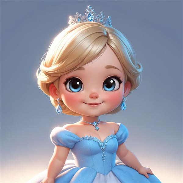 تصویر پرتره نزدیک از صورت کودک پرنسس با چشم‌های آبی درخشان