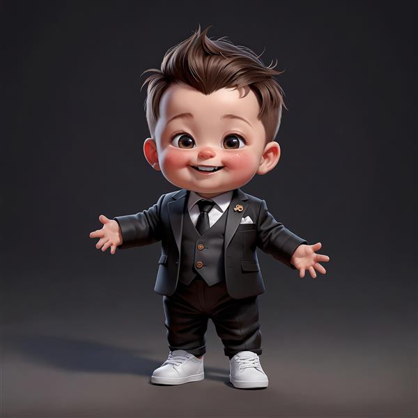 مدیر کوچک با مدل موی کلاسیک: تصویر فانتزی با جلیقه و کفش ورزشی سفید