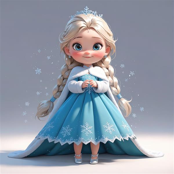 تاج‌گذاری السای کوچک: تصویر فانتزی تمام‌قد با تاج و شنل بلند برای پس‌زمینه دکوراتیو