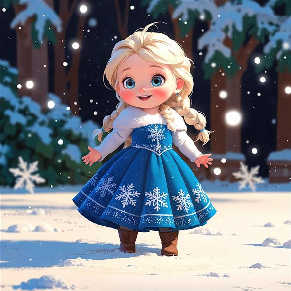 تصویر سه بعدی السا در مقابل ستاره طلایی درخشان