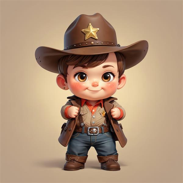 دانلود عکس پسر بچه کلانتر با ژاکت زرد و گردنبند، طرح سه بعدی برای چاپ تابلو دکوراتیو