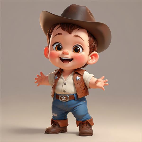 عکس پسر بچه کلانتر با کلاه ستاره دار، پوستر کابوی فانتزی، دانلود طرح سه بعدی دکوراتیو