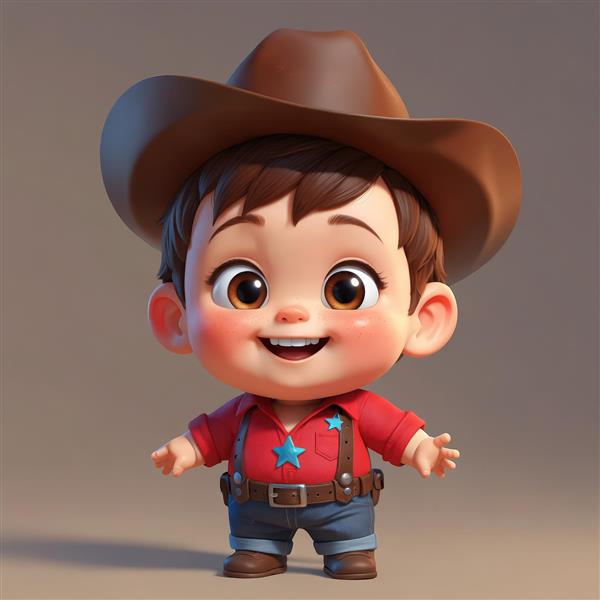 عکس کابوی پسر بچه با ستاره کلانتر و کلاه، دانلود طرح سه بعدی، پوستر اتاق پسرانه