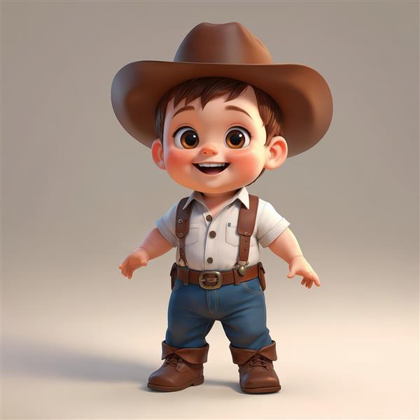 دانلود عکس باکیفیت پسر بچه کابوی خندان با کلاه، طرح دکوراتیو برای تابلو اتاق کودک