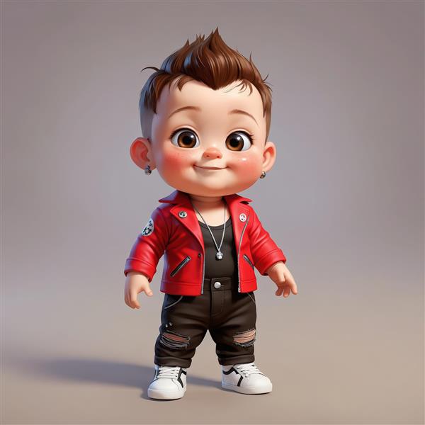 عکس پسر بچه فانتزی با کاپشن قرمز، پوستر اتاق کودک مدرن، دانلود طرح سه بعدی باکیفیت