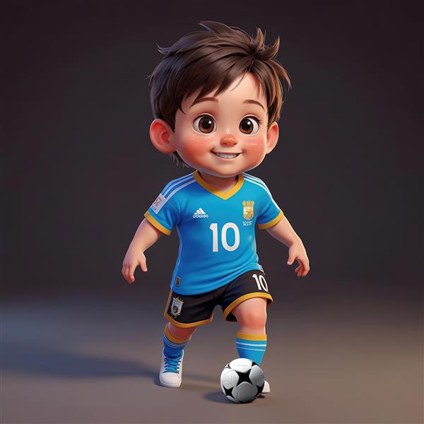 پسر فوتبالیست کارتونی، لباس آبی ، تصویرسازی