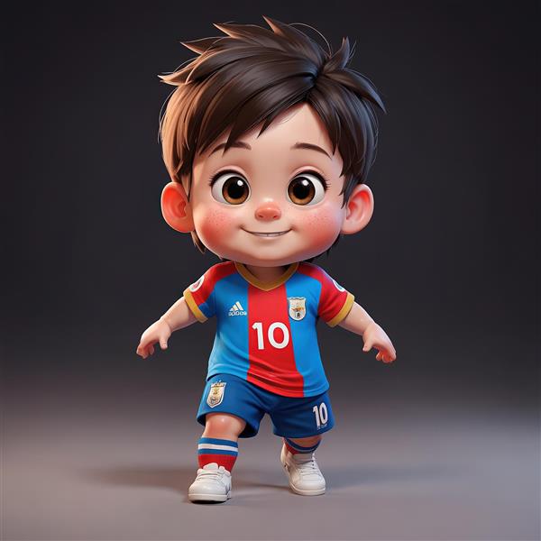 عکس استوک فوتبالیست کودک با لباس قرمز و آبی و شماره ۱۰ (تیم اسپانیا/کاتالونیا)