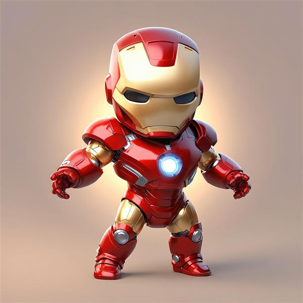 تصویر آیرون من کیوت با چشم‌های سیاه و نور درخشان ری‌اکتور