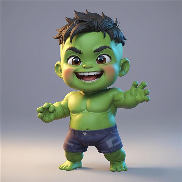 عکس باکیفیت هالک چابی در حال ژست قدرت با شلوارک آبی تیره