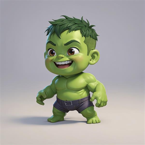 عکس استودیویی هالک کودک با لبخند و مدل موی اسپایکی برای دکوراتیو