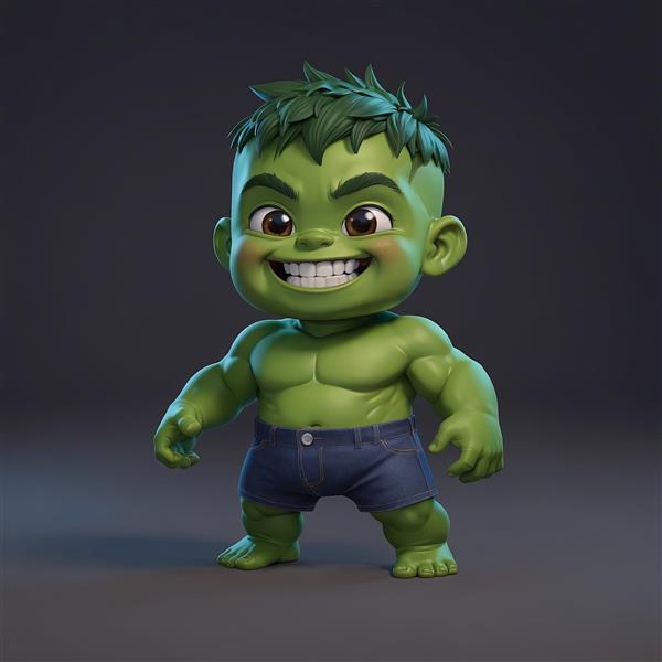 تصویر کاراکتر هالک چابی با شلوارک جین آبی تیره